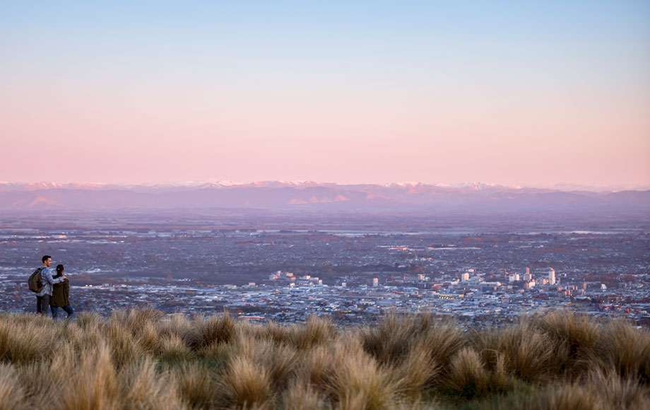 Port Hills looking down onto Christchurch city