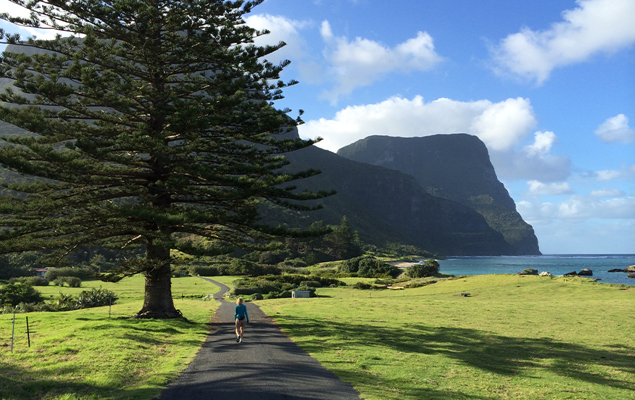Walking along path at Lord Howe Island