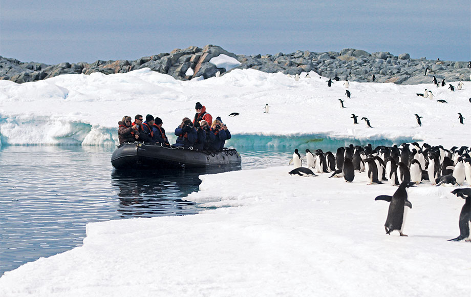 Zodiac cruising in Antarctica with Heritage